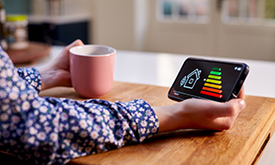 Woman viewing energy smart meter