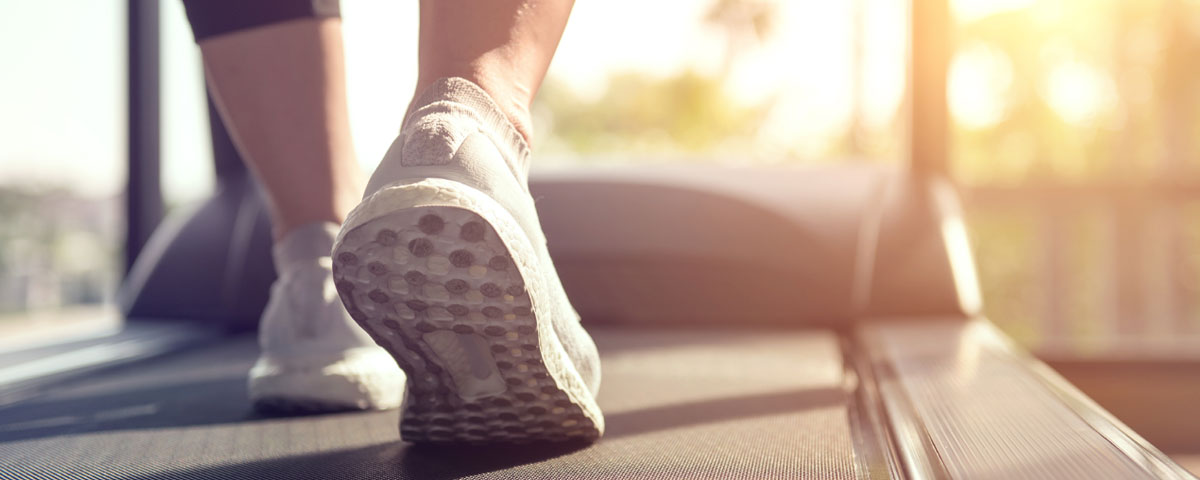 Treadmill training exercise in motion.
