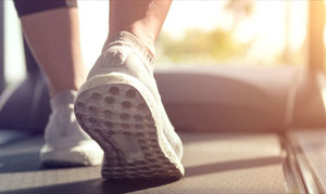 Treadmill training exercise in motion.