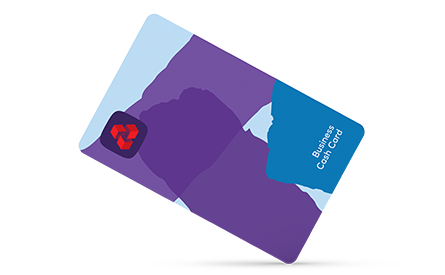 The business cash card with a blue and purple design and a NatWest logo.