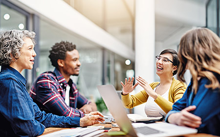 group of people talking