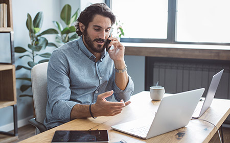 Office worker talking on the phone