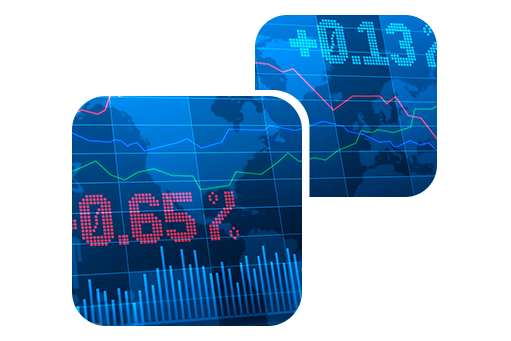 A close up image of numbers and graphs in the style of a stock exchange display board.