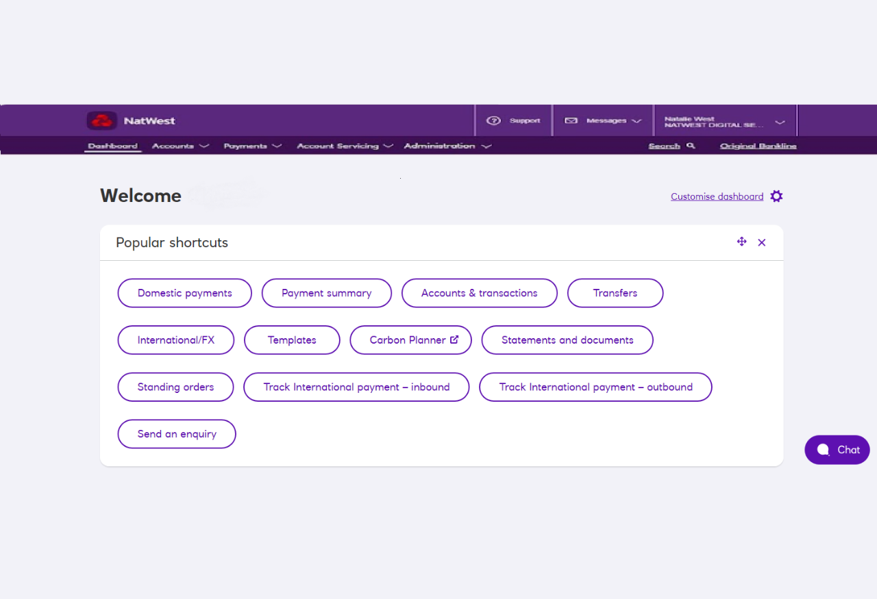 An image of the Bankline dashboard