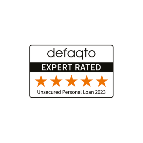 Defaqto five-star rating logo – the best rating from Defaqto for an Unsecured Personal Loan 2022.