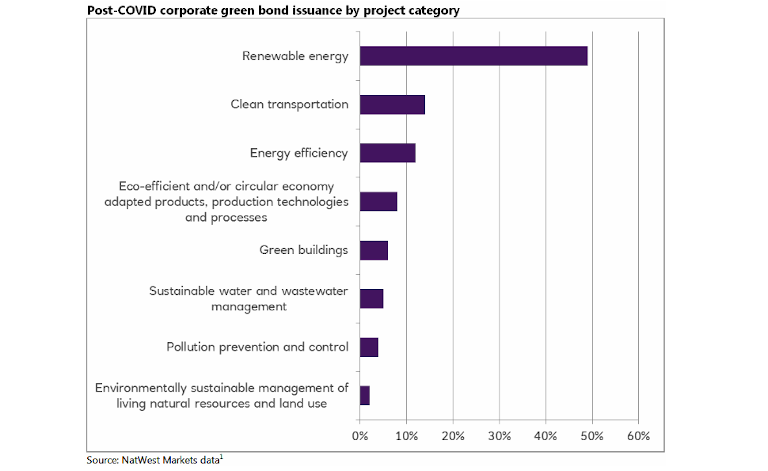 chart of green bond issuance by project category
