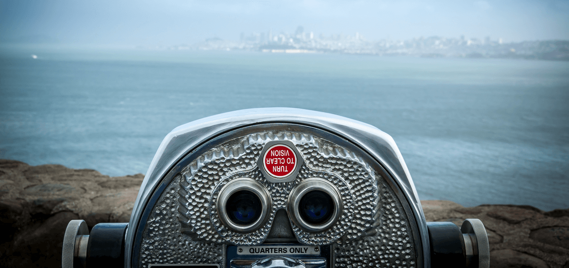 Coin operated waterside promenade binoculars
