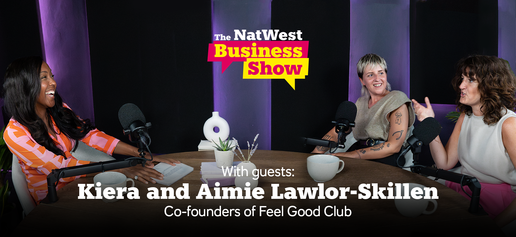Angellica Bell with Kiera and Aime Lawlor-Skillen on the NatWest Business Show