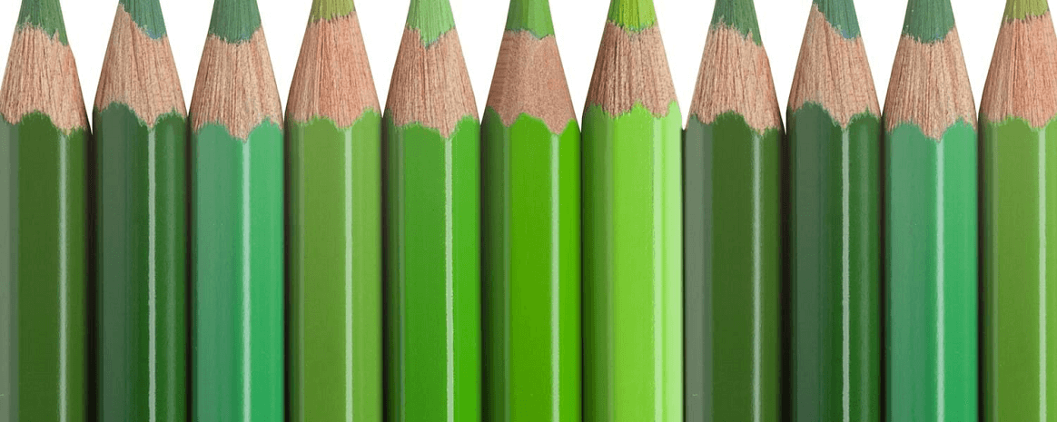 green pencils in a row