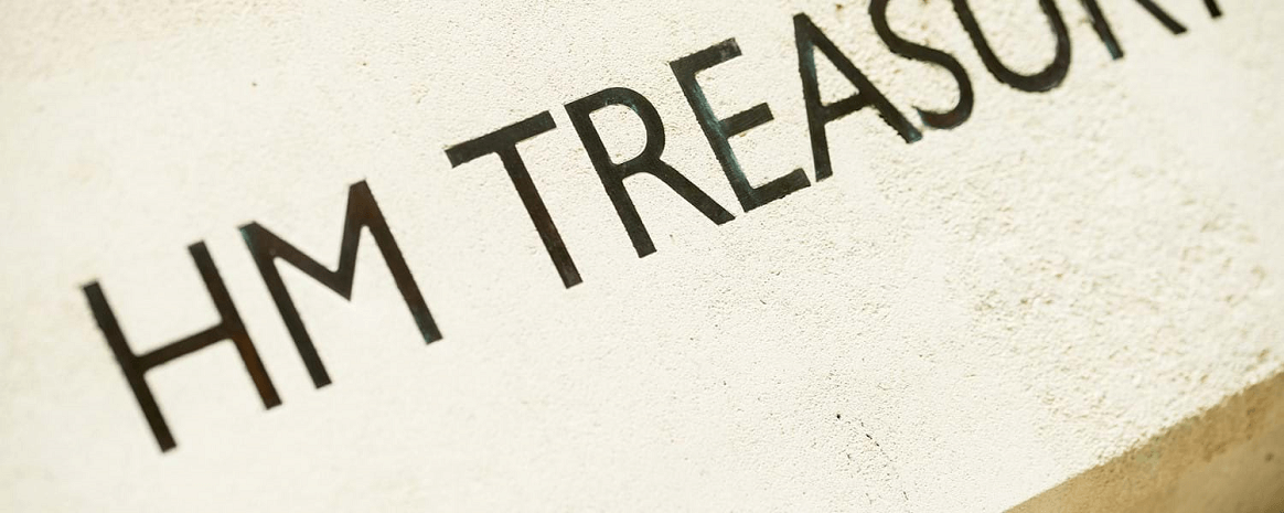 HM treasury written on concrete
