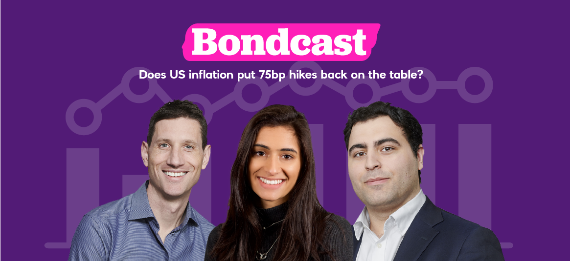 Promo for Bondcast featuring profile images of Imogen Bachra, Giles Gale, and Jan Nevruzi