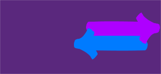 Horizontally stacked blue and purple arrows pointing left and right on dark purple background.