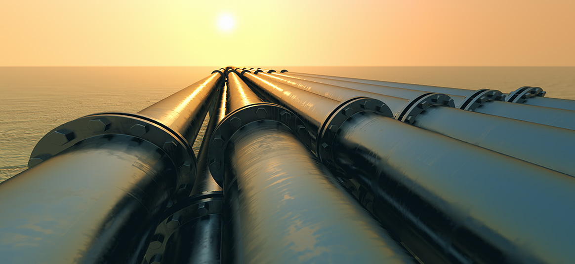 Oil pipes stretching out to sea