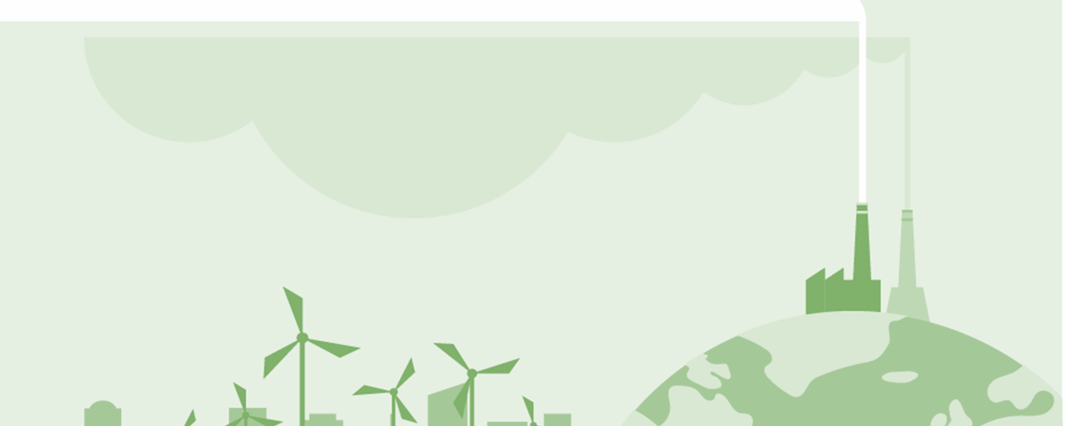 Graphic of green windmill and powerplant