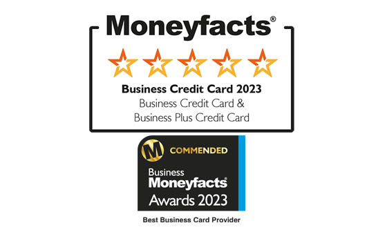 Moneyfacts Business Credit Cards 2023, 5 star rating.
