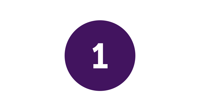 Illustration of a number one in a purple circle