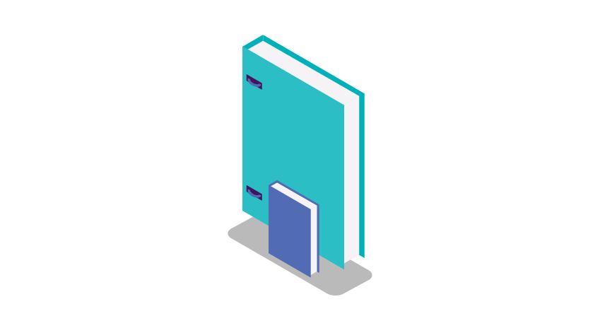 Blue illustration of two books