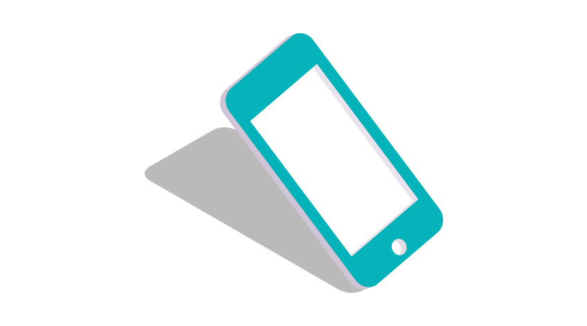 Blue illustration of a mobile phone