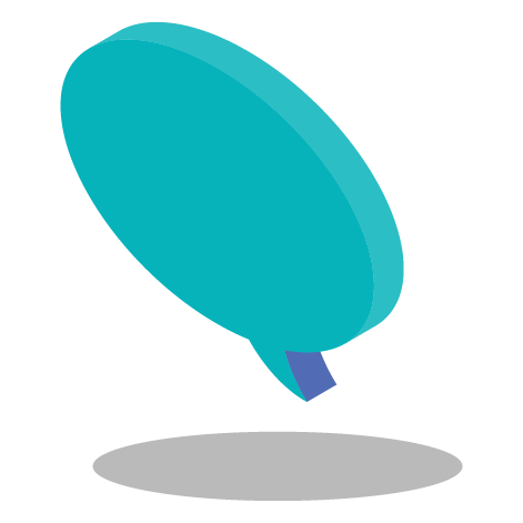 Blue illustration of a speech bubble