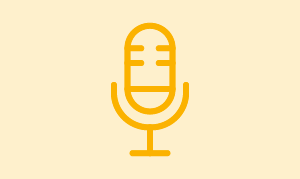 Orange icon of a microphone.