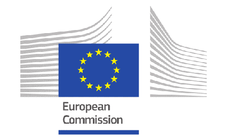 The European Commission motif and European Union flag.