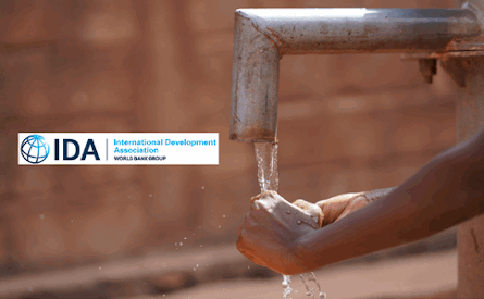 IDA logo with water pipe pouring water onto hands