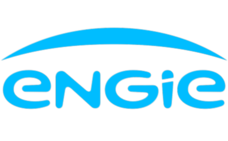 Engie blue font logo on white background.