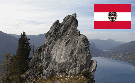 Austria flag and mountain