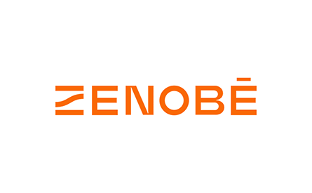 'Zenobē' orange font on white background.