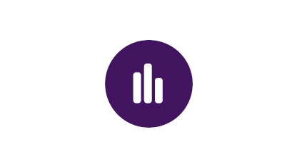 Purple icon of three vertical bars