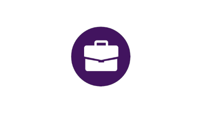 Purple icon of a briefcase