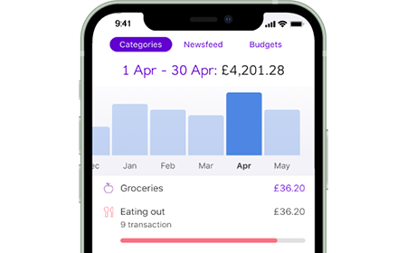 Mobile app screenshot showing spending categories feature