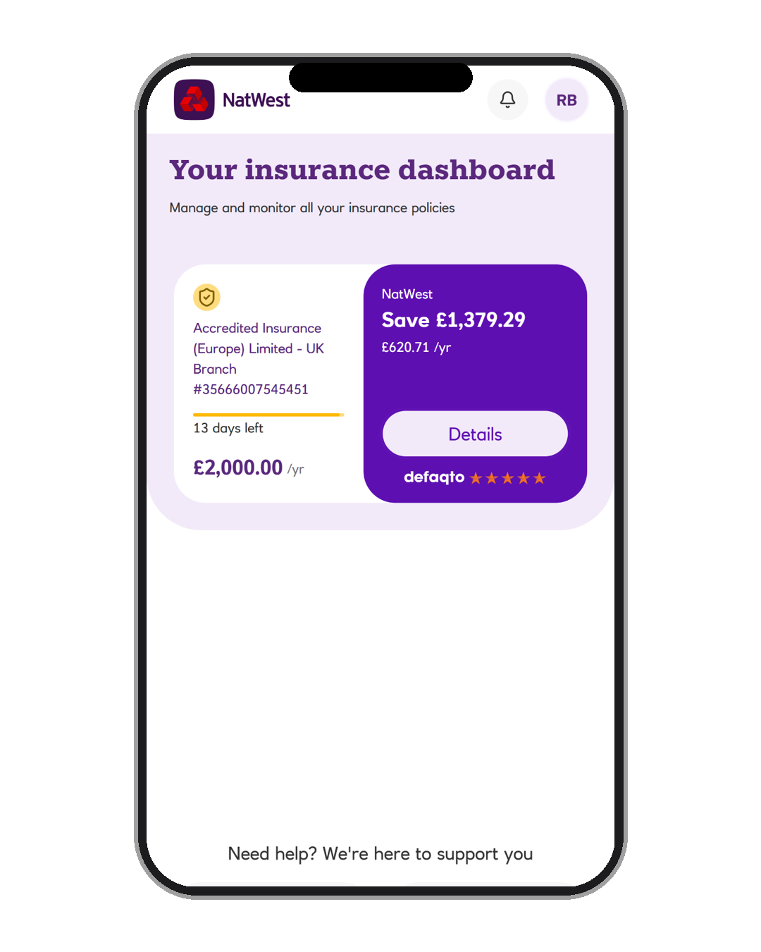 Insurance Tracker dashboard