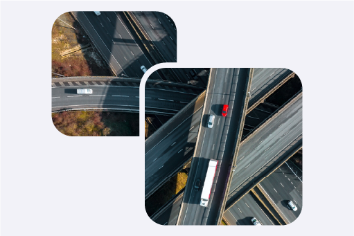 Cars driving on a flyover.