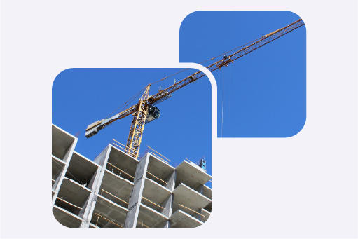 A crane over a building under construction. 