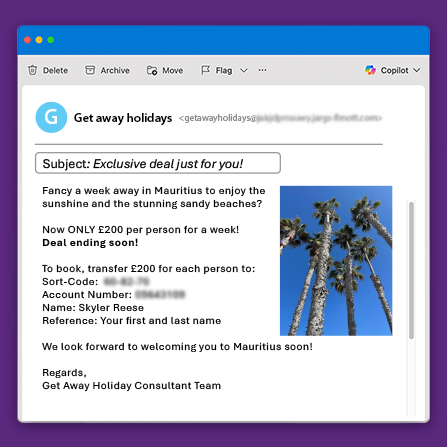 Example of a scam email