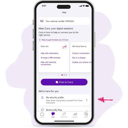 Mobile app help screen