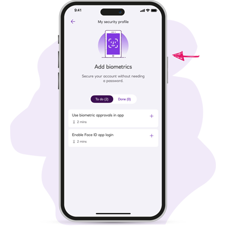 Add biometrics home screen on My Security Profile feature