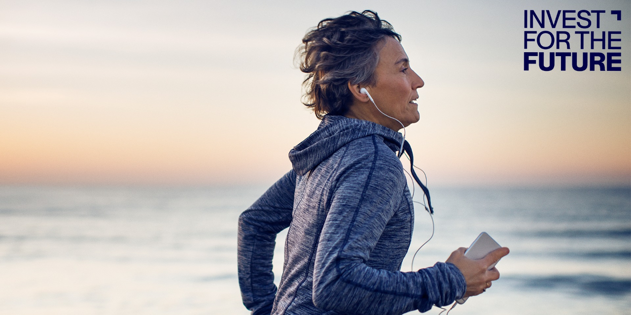 Woman running on the beach