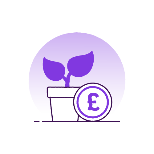 icon of a flower pot with pound coin