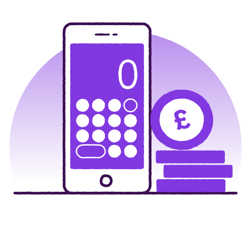 Icon of calculator and pound coins